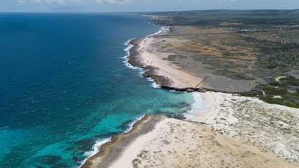 sea beach coast Bonaire island Caribbean sea aerial drone top