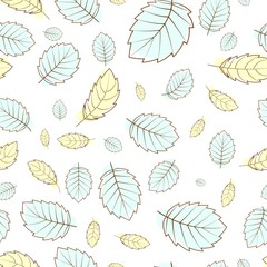 Falling autumn leaves of pastel color seamless pattern.