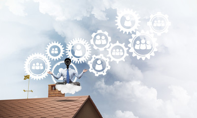 Concept of security and privacy protection with camera headed ma