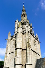 Bell tower of Saint Nicodemus chapel in the village of Pluméliau, Morbihan, France