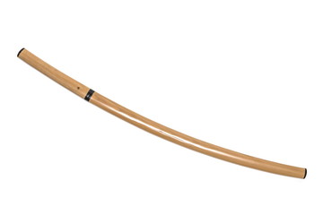 Japanese sword with shiny scabbard on white background . This kind of Japanese sword is called 'Shirasaya'