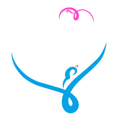 Two flying birds, halves of one heart