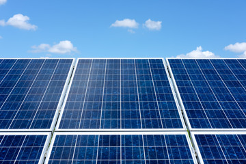 Solar pannels with blue sky background