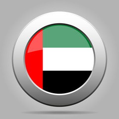 United Arab Emirates flag. Metal round button.