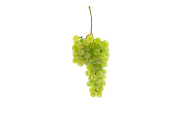 a rump of ripe green grapes isolated on white background