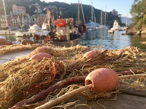 Rete da pesca nel porticciolo di Portofino