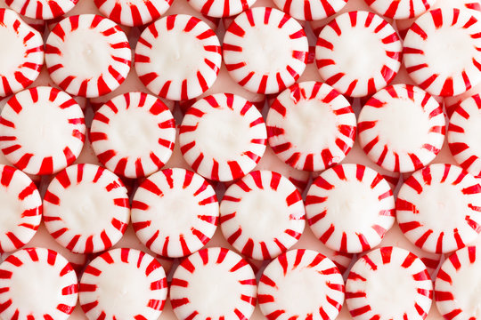 Colorful red and white starlight candies