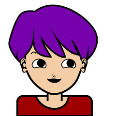 portrait of little girl face icon with black stroke on white background vector