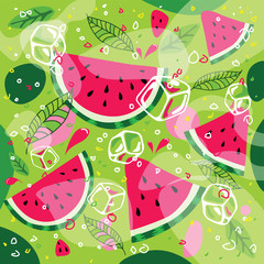 watermelon drawing design full colors
