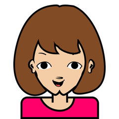 portrait of little girl face icon with black stroke on white background vector