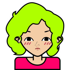 portrait of little girl face icon with black stroke on white background vector