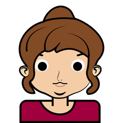 portrait of little girl face icon with black stroke on white background vector