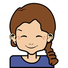 portrait of little girl face icon with black stroke on white background vector