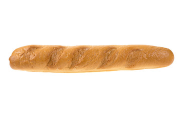 bread from higher grades of wheat, baguette isolated on white background