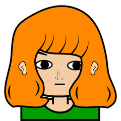 portrait of little girl face icon with black stroke on white background vector