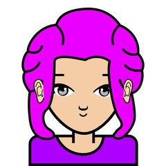 portrait of little girl face icon with black stroke on white background vector