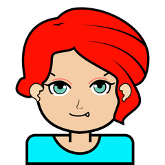 portrait of little girl face icon with black stroke on white background vector