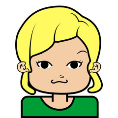 portrait of little girl face icon with black stroke on white background vector