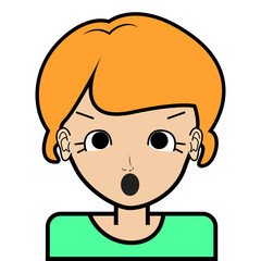 portrait of little girl face icon with black stroke on white background vector