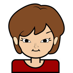  portrait of little girl face icon with black stroke on white background vector