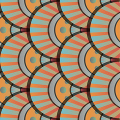 Vibrant gradient seamless fairy shells vector blue and orange pattern for fabric, textile, wrapping, craft, wallpaper
