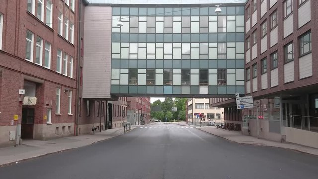 Empty downtown city street in 4K.
