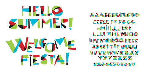 Colorful childish font letter set
