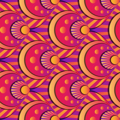 Vibrant gradient seamless fairy shells vector pink and yellow pattern for fabric, textile, wrapping, craft, wallpaper