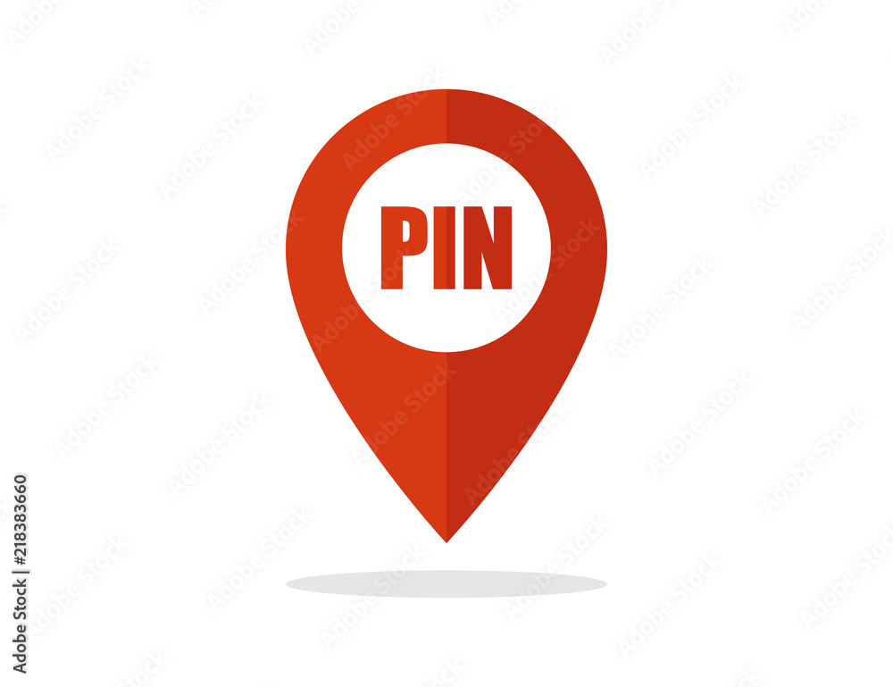 Poster red location pin, map pointer icon