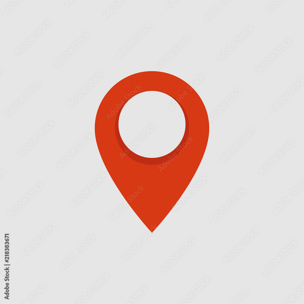 Poster red location pin, map pointer icon