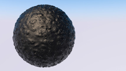 three-dimensional bumpy model of the sphere. 3D rendering