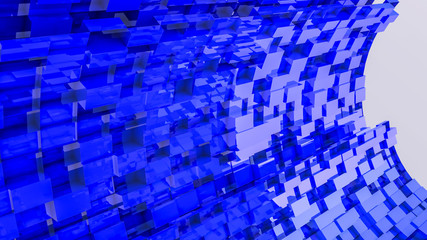 dark blue convex cubes three-dimensional background. abstract illustration. 3d RENDERING