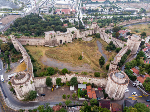 Aerial Drone View of Yedikule Fortress in Istanbul / Turkey