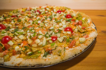 Very tasty fresh pizza from the pizzeria. Various fillings