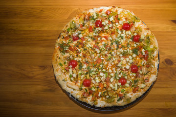 Very tasty fresh pizza from the pizzeria. Various fillings