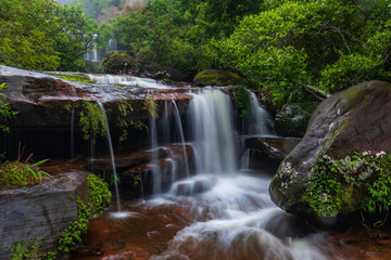 Fototapeta na wymiar Tad-Wiman-Thip waterfall, Beautiful waterfall in Bung-Kan province, ThaiLand.
