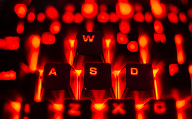 key stroke wasd gamer red led