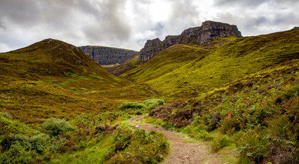 Trail landscape to quiraing on the isle of skye scotland nature