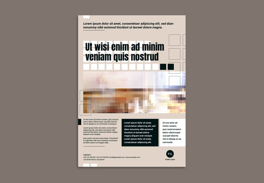 Business Flyer Layout with Repeating Square Elements