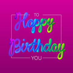 Pink Happy Birthday card with spectrum inscription.