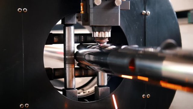 There is a cutting of metal, a lot of sparks