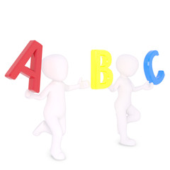 A B C letters hold by students