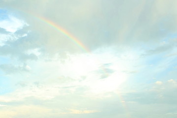 beautiful rainbow in the blue sky