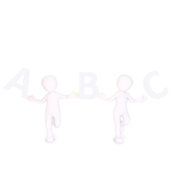 students handling with white letters A B C