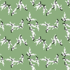 UFO military camouflage seamless pattern in green black and white colors
