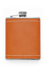 Flask for alcohol on a white background