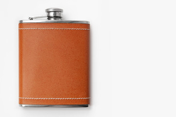 Flask for alcohol on a white background