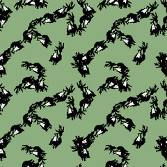 UFO military camouflage seamless pattern in green black and white colors