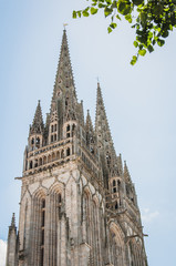 Cathédrale gothique de Quimper dans le Finistère en Bretagne