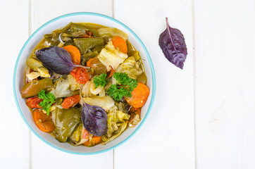 Stewed seasonal vegetables in bowl